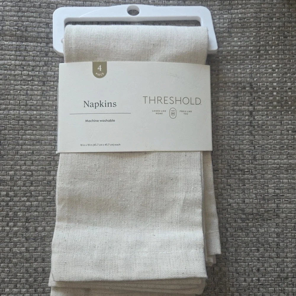 Threshold 4 Piece 80% Cotton/20% Linen Napkins Neutral Beige 18X18